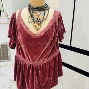 City Streets Velvet Burgundy Blouse